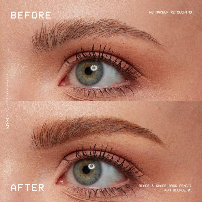 NYX Professional Makeup Blade &amp; Shade, Crayon sourcils double embout, tenue jusqu'à 16h, Ash Blonde
