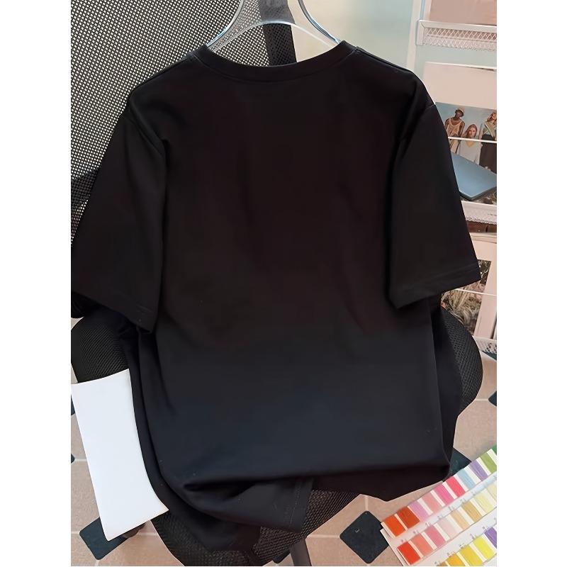 Tricou casual de damă cu imprimeu floral, gât rotund și mânecă scurtă