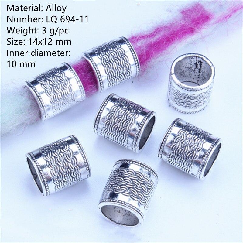 5pcs/bag Silver Metal Hair Rings Braid Dreadlocks Bead Hair Cuffs Dread Tube Charm Dreadlock for DIY Hair Accessaries