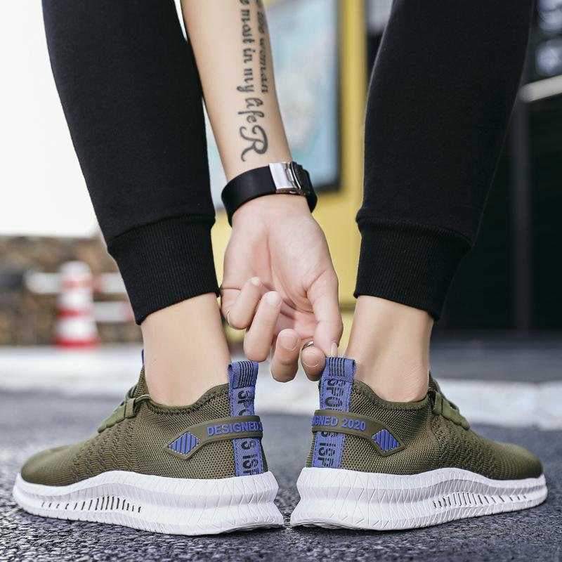 Light Breathable Men's Running Shoes Knitted Mesh Casual Sports Shoes Elastic Outdoor Training Sneakers Big Size 38-48
