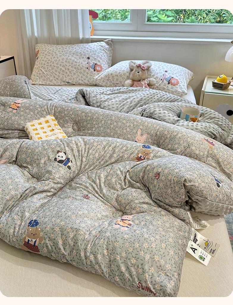 Cozy Winter French Knitted Cotton Blanket - Machine Washable, Warm, Skin-Friendly, Thickened Fleece Quilt