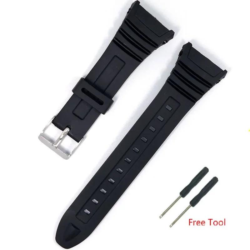 

Watchbands for Casio 3239 W-96H-1A 2A 9A Electronic Watch Dedicated Strap Black Men s Sport Waterproof Silicone Bracelet