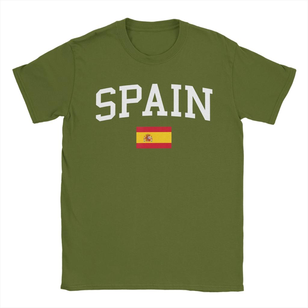 SPAIN Flag Vintage Distressed Cotton T Shirt For Men Summer Streetwear T Shirts Crewneck Fashion Tees Big Size Casual Clothes