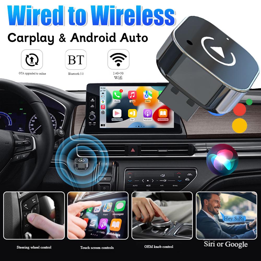 Wired to Wireless CarPlay Android Auto Adapter for iPhone and Android Factory Wired Cars Smart USB Dongle Mini Box Plug and Play