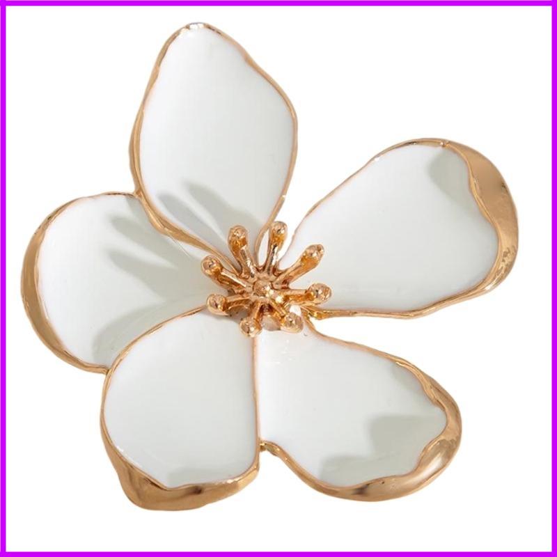 Exaggerated Fashion Statement Ring Flower and Pearls Wedding Finger Ring Handmade Jewelry for Parties