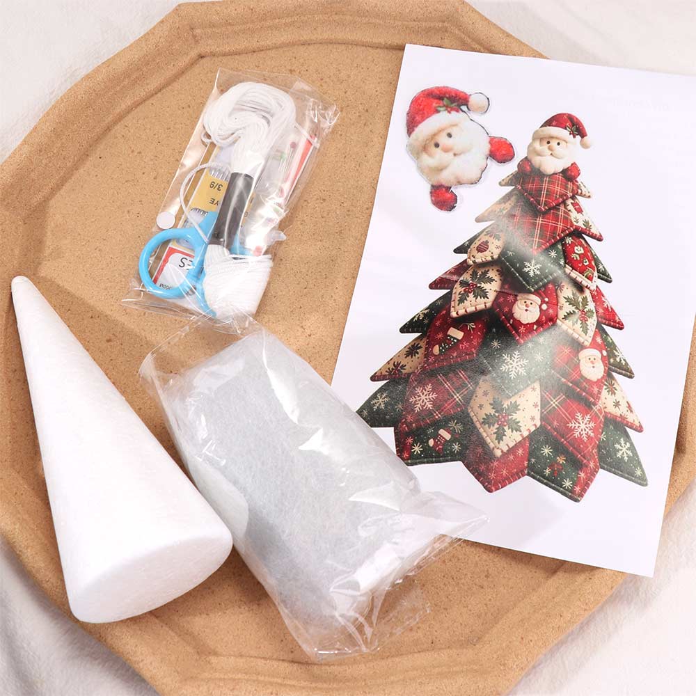 Anfängerfreundlicher Stoffflickenteppich Weihnachtsbaum 3D Tischdeko Weihnachts-Nähset Heim-Weihnachtsdekoration