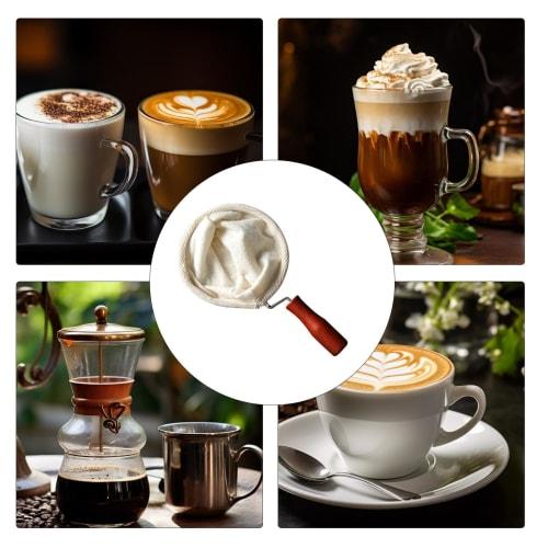 Stalf Coffee Dripper Cloth, Cloth Coffee Strainer, Coffee Tea Strainer Bag | Handmade Reusable Cafe Flannel Cloth Filter Bag with Wooden Handle, Coffe