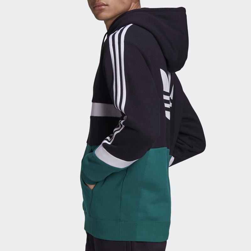 adidas Originals Men's SPRT US FT OH Colorblock Pullover Hoodie Black Green GJ6718