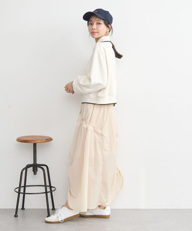 Music Drawstring Gathered Skirt 01000064902 Ivory Free Size [Earth & Ecology]