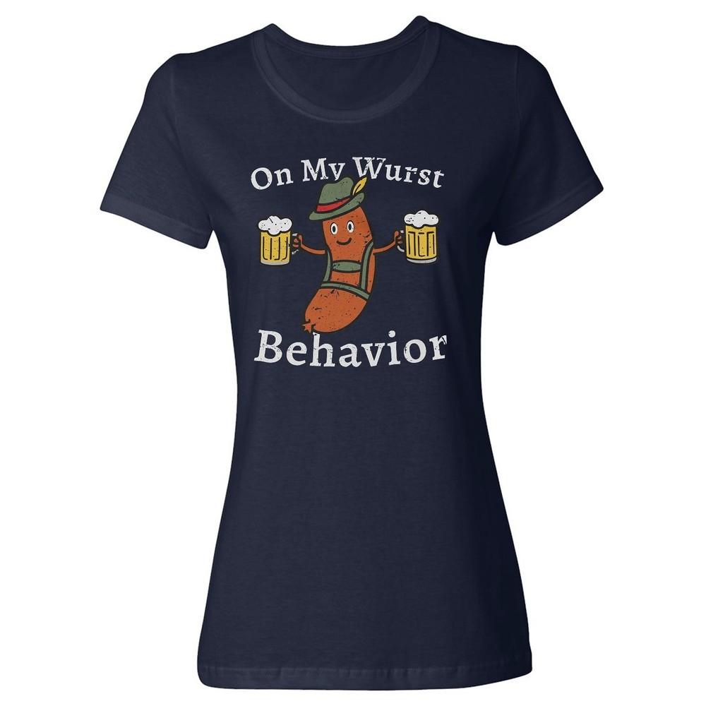 On My Wurst Behavior - Bratwurst Sausage Funny Ladies  Crewneck T-Shirt Unisex T-Shirt S