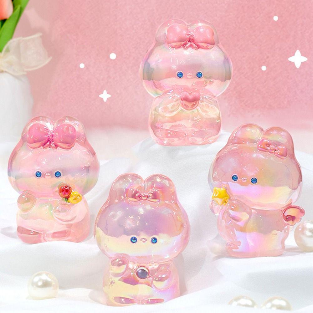 Statue Transparent Gradient Rabbit Dolls Candy Color Cartoon Model Toy  Couple Gifts