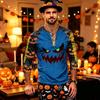 Men's Long Sleeve Shirt with Halloween Print Pattern for Casual Wear