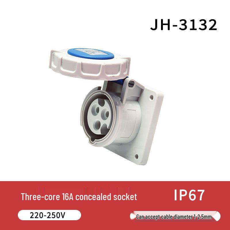 IP67 Waterproof 16A/32A Industrial Plug & Socket, European Standard, 3/4/5-core, Male & Female Connector