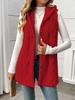 European-American Solid Color Double-Sided Plush Hooded Button Cardigan - Casual Women's Autumn/Winter Vest