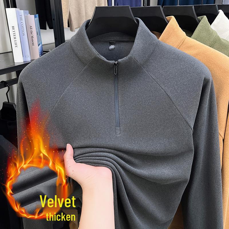 

Men s Luxury 700g Velvet-Lined Stand Collar Half-Zip Heavyweight Hoodie - Warm, Lightweight, Autumn/Winter Solid Color. 4XL (185-200 jin)