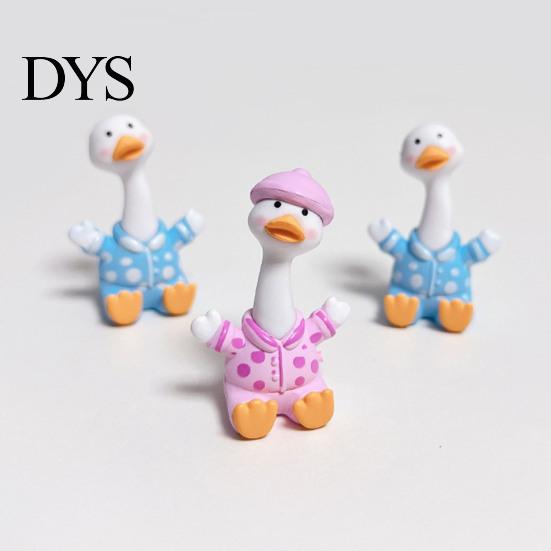 Small Animal Decoration 4Pcs Mini Cartoon Duck Figurines, Cute Polka-dot Pajamas Statues, Multi-functional Car Accessory Macaron Ornaments for Console