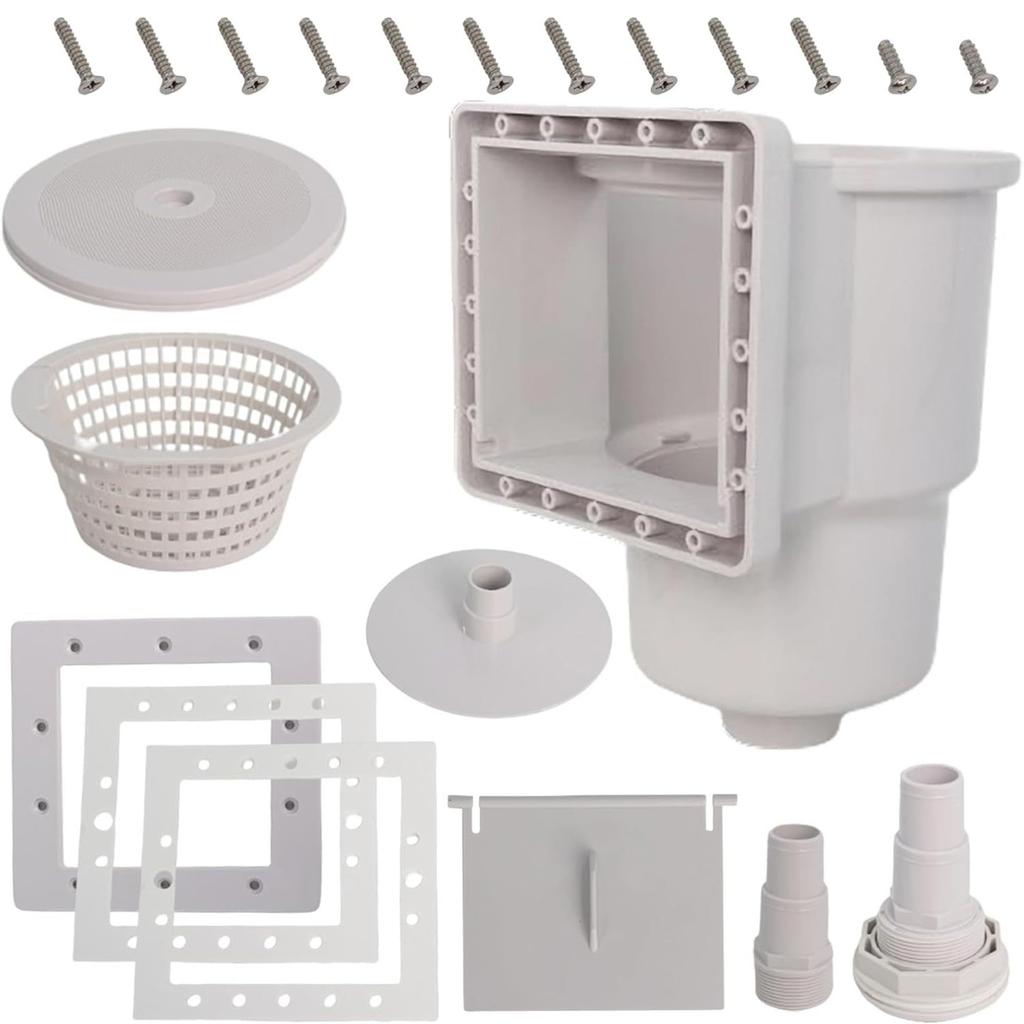 Wall Pool Skimmer Quick Replacement Part Wide Mouth Opening Plastic Texture for Ground Pools with 6inch Opening Width