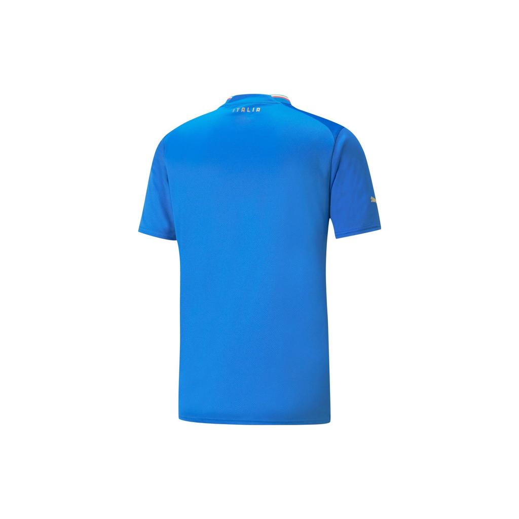 Puma Italy National Team Home Jersey Fan Edition Patchwork Print Round Neck Short Sleeve T-Shirt Men Tops Navy-Blue 765643-01