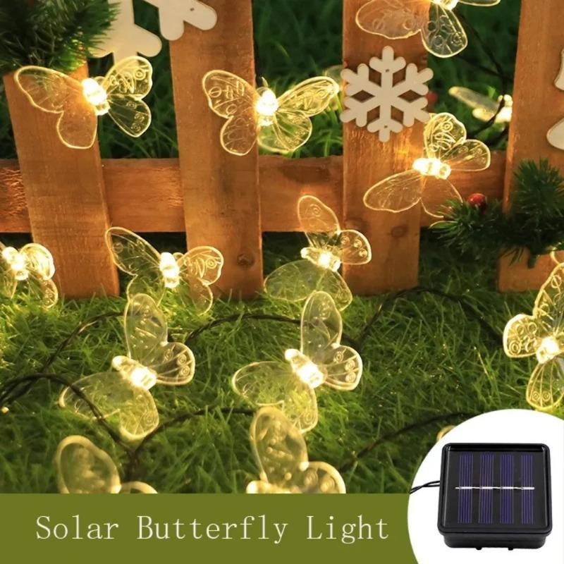 Solar Butterfly Fairy Lights Waterproof Solar String Light for Outdoor Garden Patio Courtyard Party Wedding Scene Home Decor