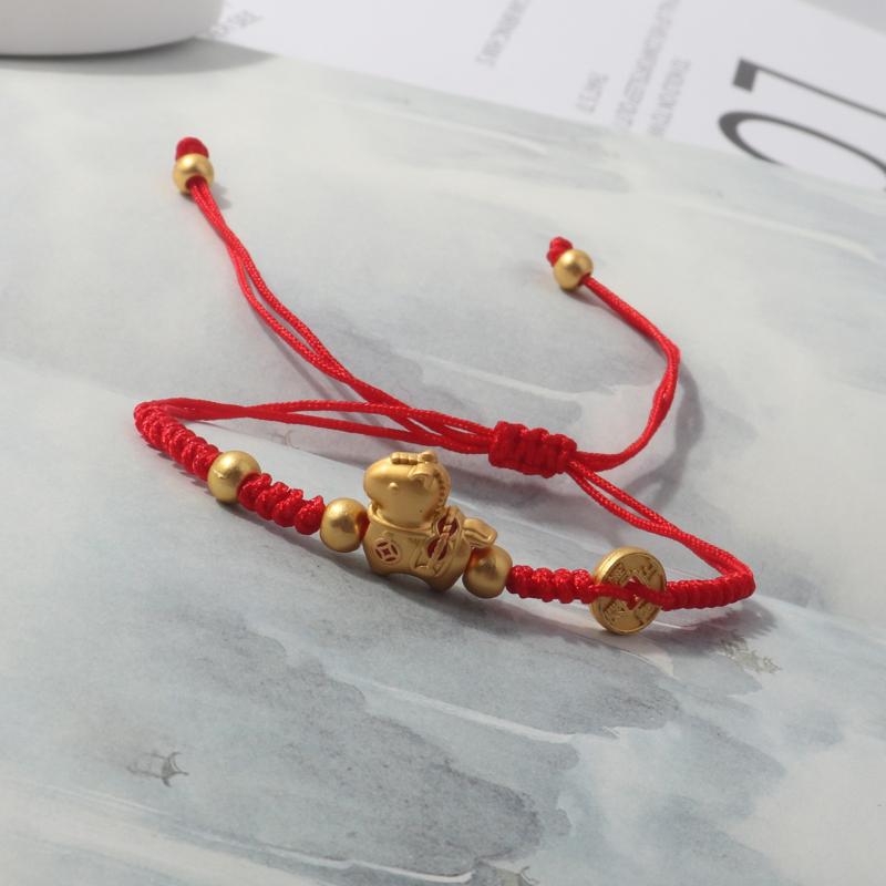 

2026 Chinese Style Horse Year Lucky Braided Rope Bracelet Beads Bracelet Couple Friend Christmas Year Blessing Gift червоний
