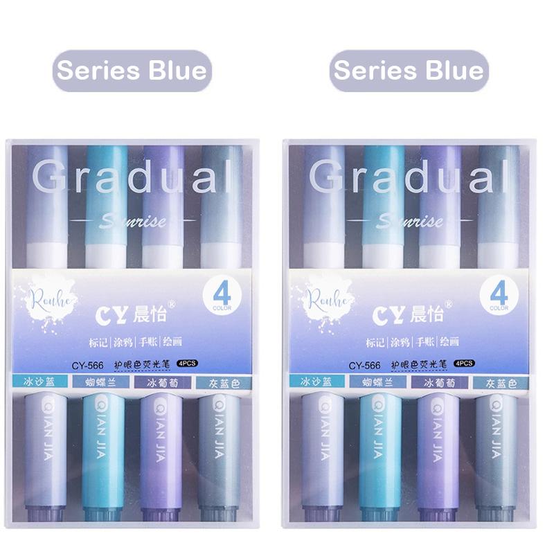12/4 PCS Highlighter Pen Kawaii Multifunctional Color Markers Graffiti Painting Liner Pen Students School Supplies Stationery