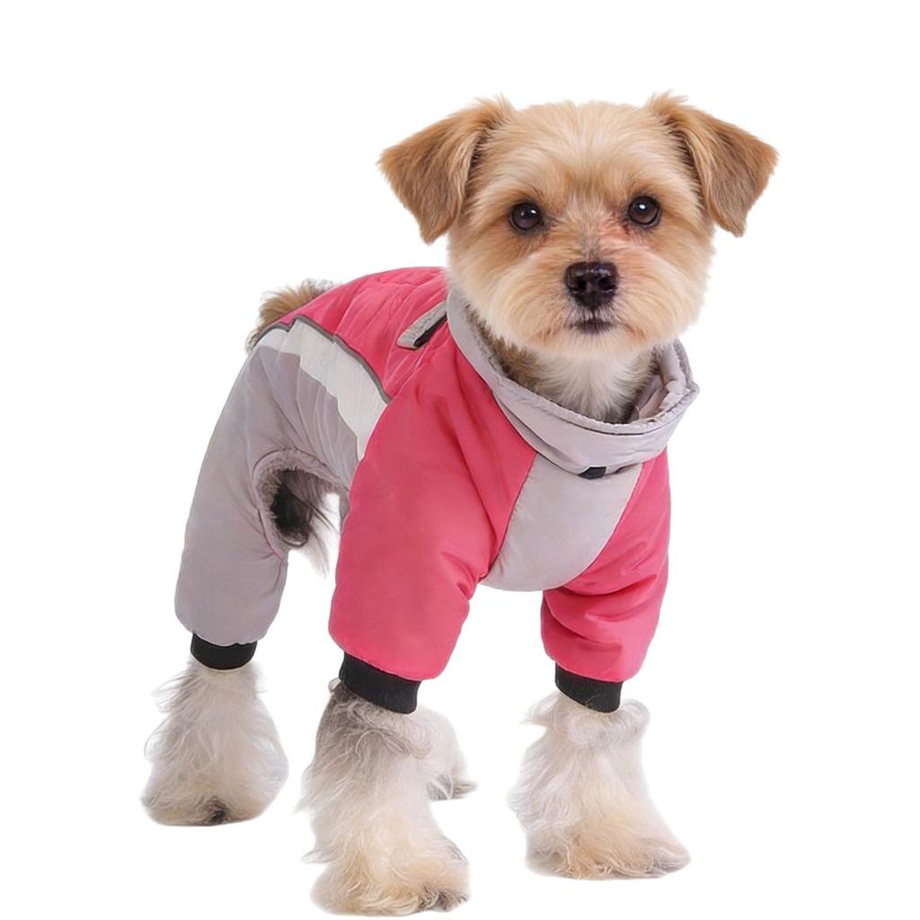 Autumn and winter new dog clothes puppy four-legged cotton clothes outdoor reflective belt traction cold-proof dog cotton-padded clothes