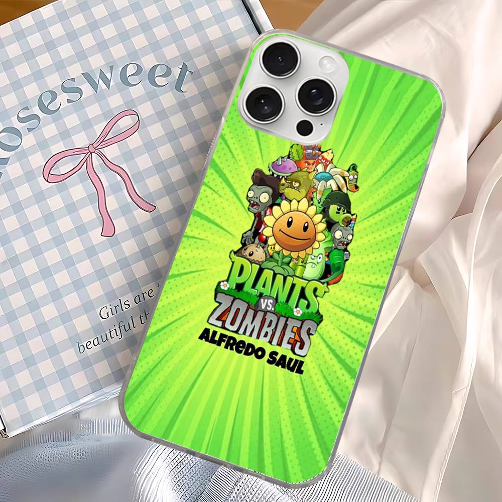 Plants Vs Game Z-Zombies Phone Case For IPhone 11 12 13 14 15 16 17 Plus Pro Max Satin Laser Glossy Cover