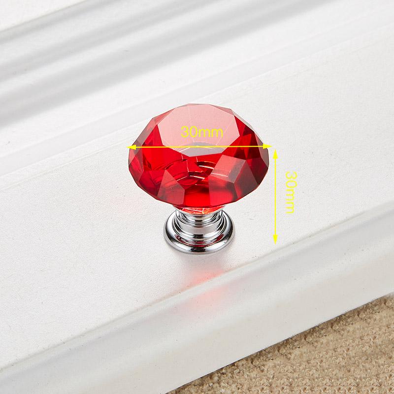 KAK 30mm 5pcs Diamond Shape Crystal Glass Knobs Cupboard Pulls Drawer Knobs Kitchen Cabinet Handles Furniture Handle Hardware
