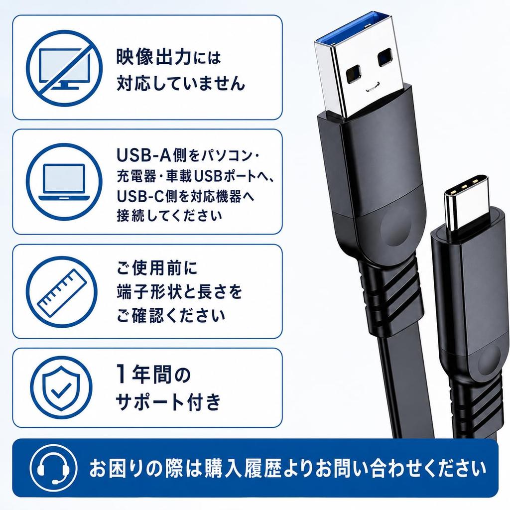 USB A To USB C 10Gbps Data 60W Fast Video Output Not Supported Cable, 0.2m Short, Popolier, High-Speed Transfer, Charging,