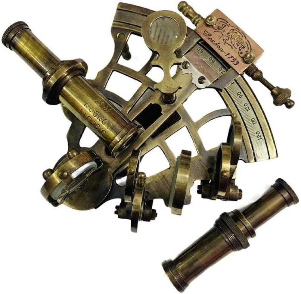 SÄLLSYNT NY Mässing Sextant Nautisk Mässing Sextant Fungerande Marin Vintage/Låda