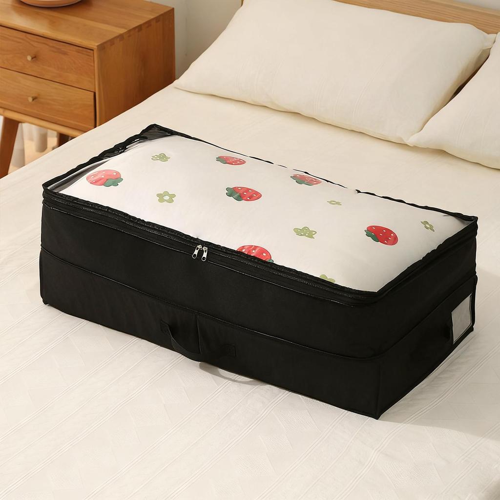 Under Bed Storage Bins Large Capacity Foldable Dustproof Box Under Bed Storage For Quilts Blankets Seasonal Clothing Bedding