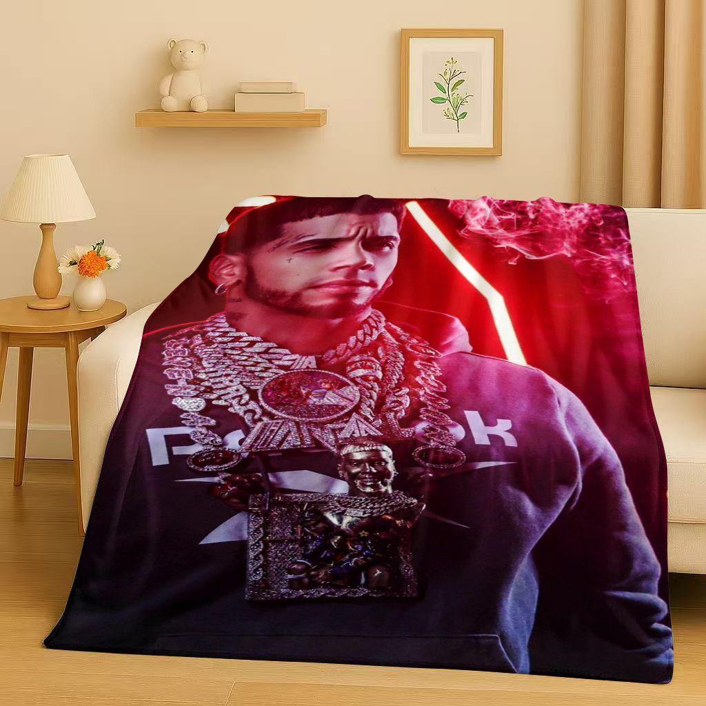 3D Anuel AA Real Hasta La Muerte Rapper Flannel Blanket,Ultra Soft Warm Plush Throw for Home Bedroom Bed Sofa Cover Kids Picnic