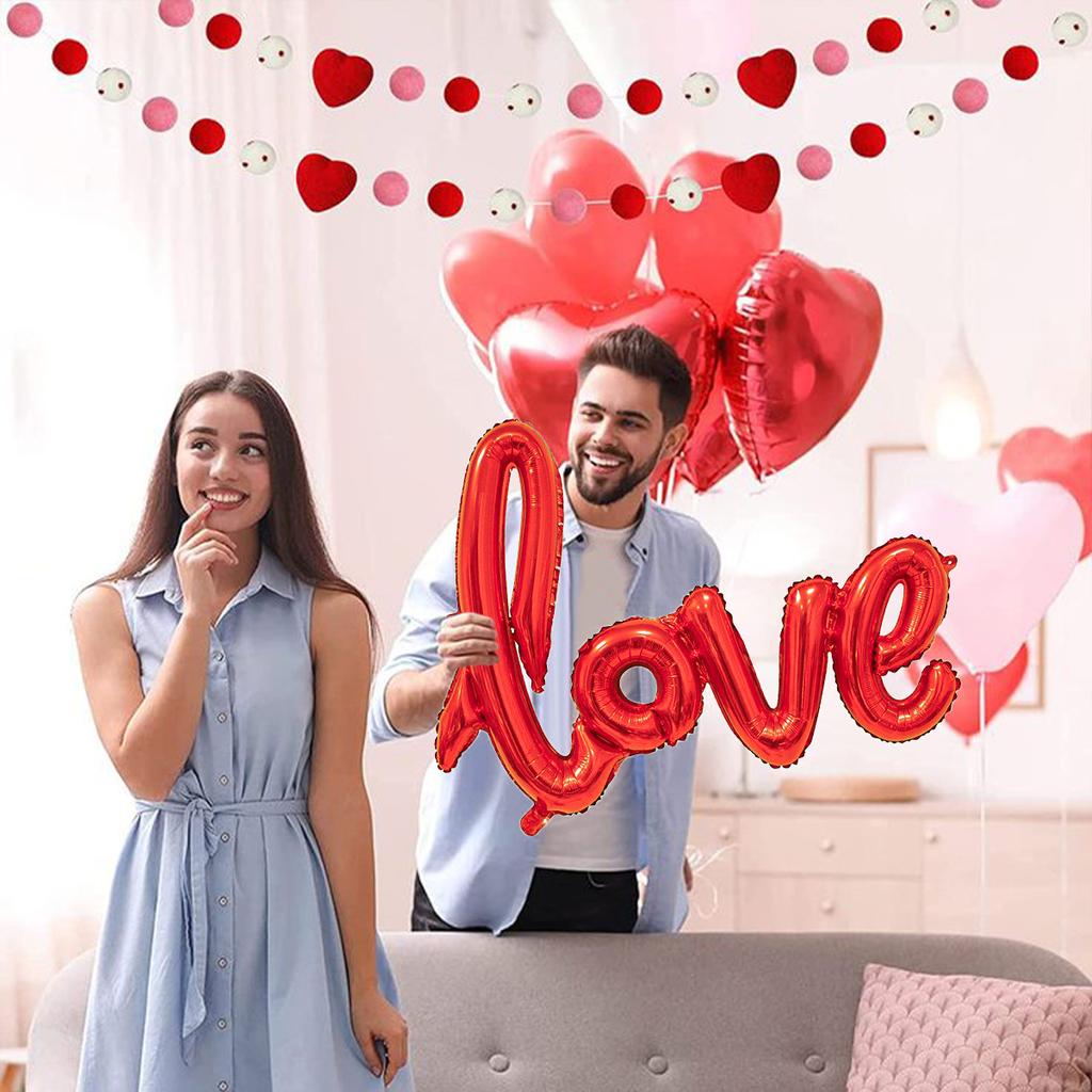 Red Love Letter Balloon Set 18 inch Heart shaped Balloon Simulation Petals Valentine's Day Wedding Party Decoration