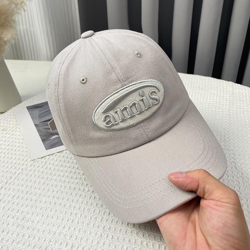 Hat Peaked Red Baseball Cap Amis Letter Pattern Soft Top Breathable Adjustable