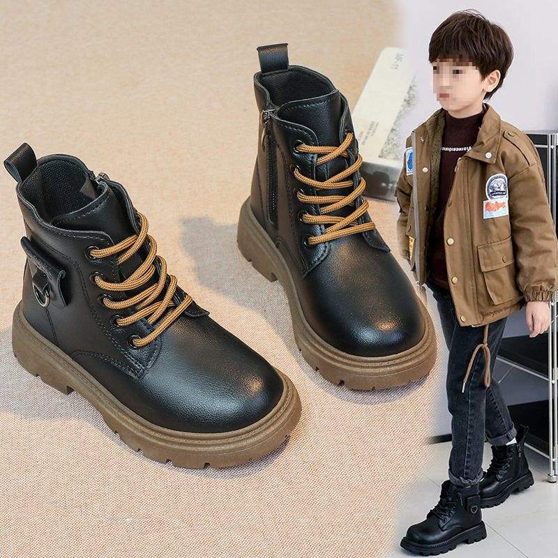 Children's Martin boots Handsome children's boots 2025 autumn and winter new velvet British boy short boots