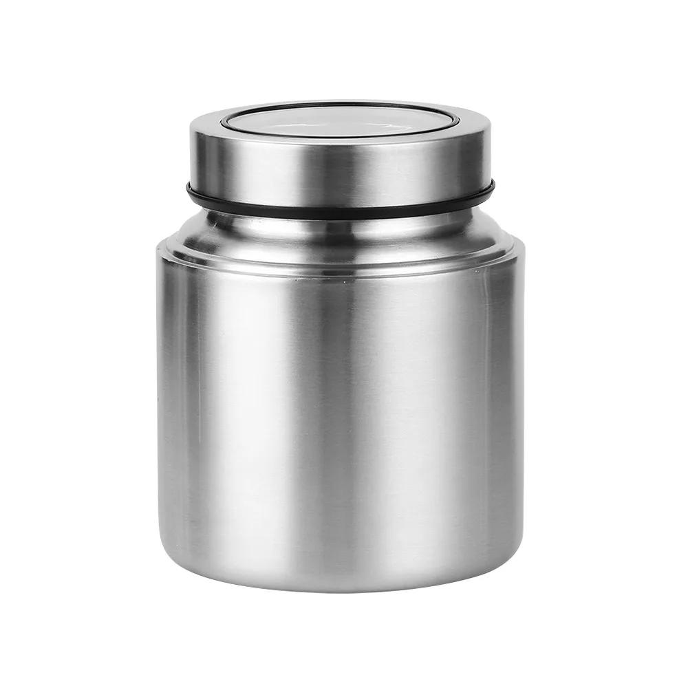 Stainless Steel Tea Tin 800/950/1500ml Large Capacity Tea Jar with Visual Cover Moisture-proof Coarse Grains Storage Box