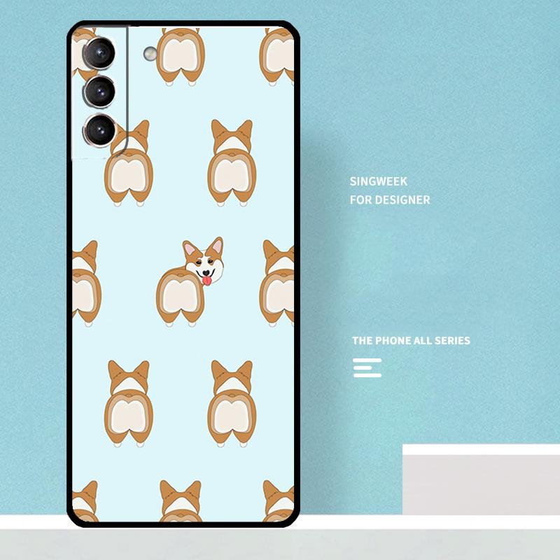 Cartoon Corgi Dog Case For Samsung Galaxy S25 Ultra S25 FE S20 S21 S22 S23 Plus S9 S10 S24 Ultra Phone Cover