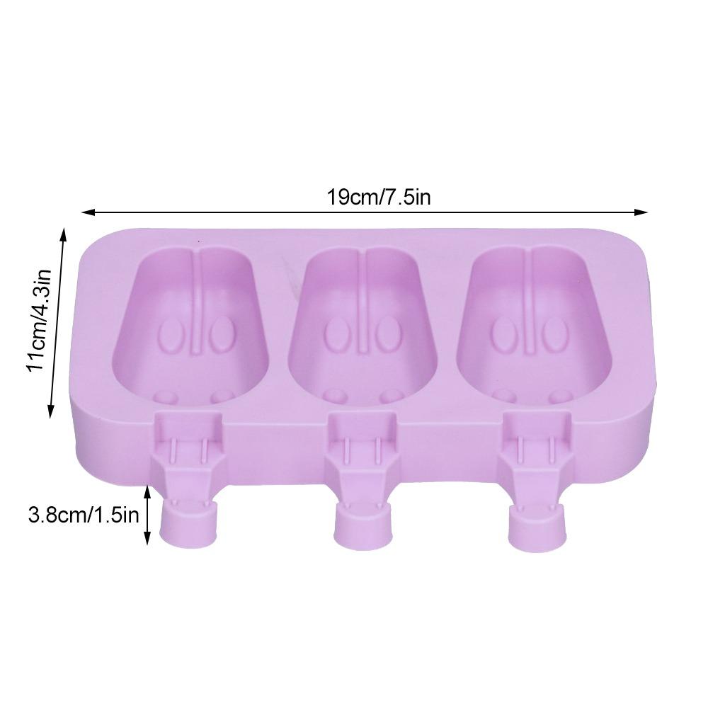 2 pcs 3 Grid Homemade Popsicle Mold Rabbit Shaped Frozen Treat Maker Silicone Ice Cream Mold  Home
