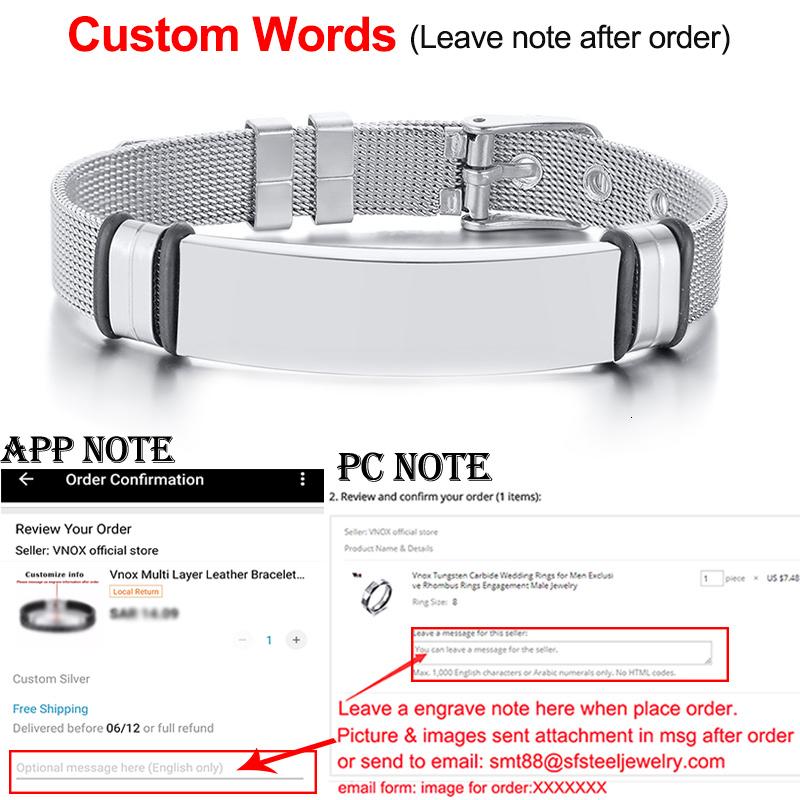 Vnox Mens Stainless Steel Custom Engrave ID Tag Bracelets Dad Gift Length Adjustable with Mesh Watch Band Jewelry Gift for Dad