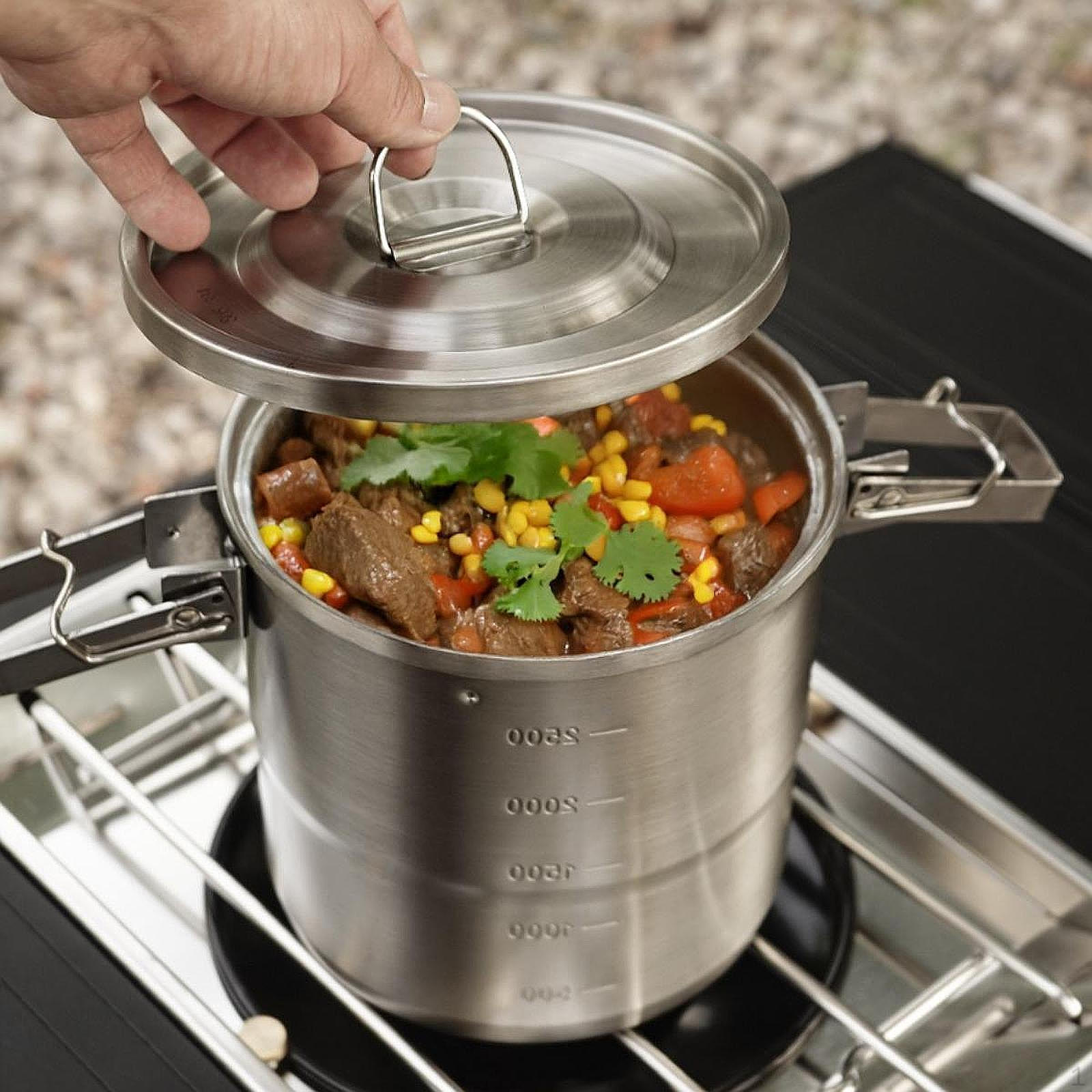 

Походный котелок Посуда для костра Посуда с ручкой Легкая крышка Суп для