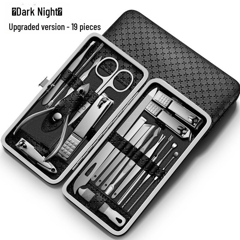 Edelstahl Nagelknipser Set: Tragbare Mani-Pedi-Werkzeuge mit Ohrenlöffel, Pediküremesser, Schrägknipser und Nagelhautschere.