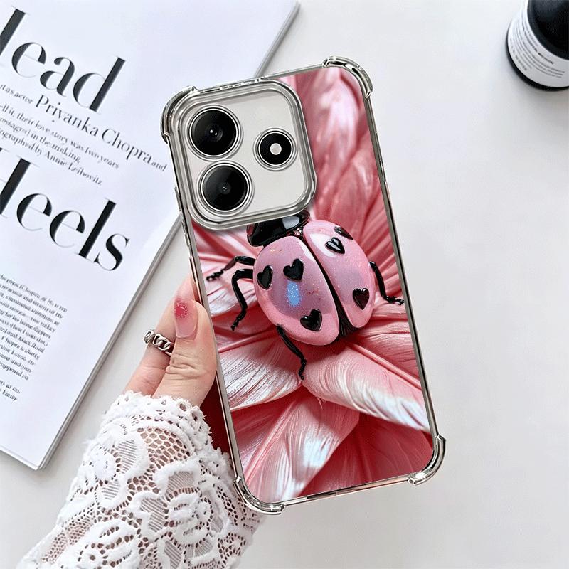 

Seven-Spotted Red ladybug Soft Phone Case For Xiaomi Redmi Note 14 15 Pro Plus 13 12 11S 11T 5G 10 9S 9 Plating Anti-Fall Fundas Redmi Note 11 Pro 5G
