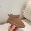 Korean Solid Color Children's Low-top Matte Leather Snow Boots Girls' Cotton Boots Short Boots Baby Cotton Shoes
