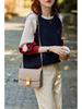Women's Trendy 2023 Cotton Hoodie: Loose, Versatile, Patchwork, Color Block, Hoodless Top for Spring/Autumn