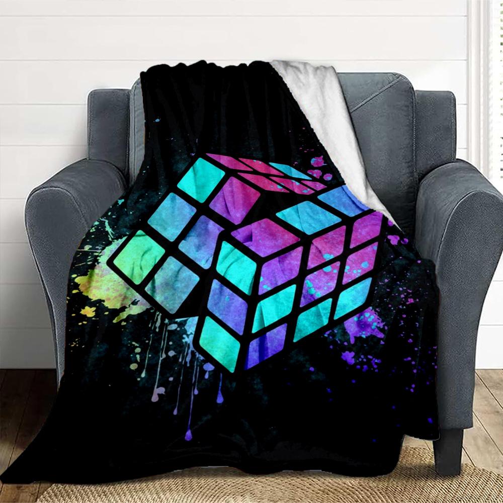 Rubik'S Cube Flannel Blanket Throw Blanket Soft Warm Sofa Bed Camping Car Home Decor Unique Christmas Gift C9301174