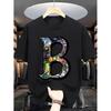 Summer Unisexs 100 Cotton Sports Casual Fashionable Loose Plus Size Creative Bletter Printed Round Neck Short Sleeved Tshirt Top