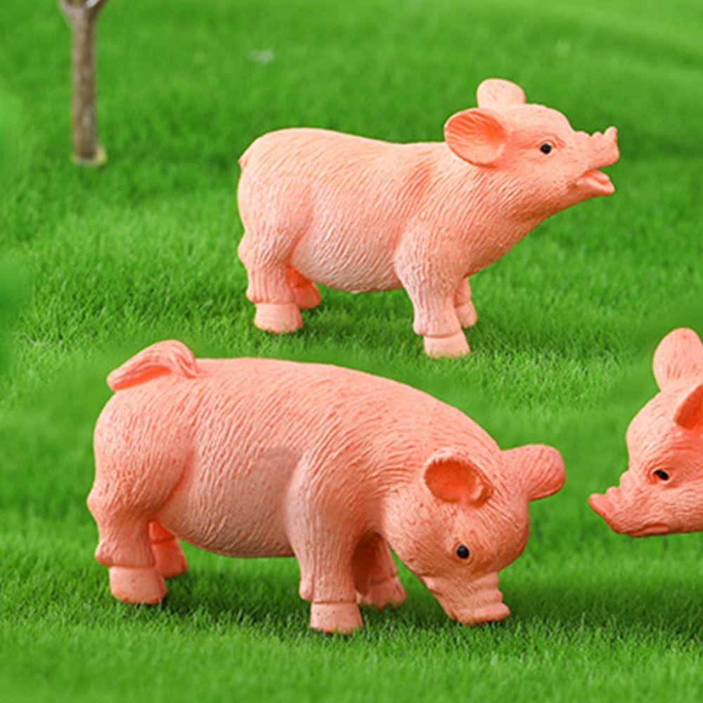 3pcs Plastic Pig Miniature Figurine Realistic Piggy Statue Creative Pig Statue Garden