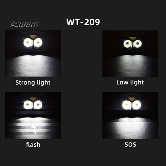Lightweight Headlamp Owl Shape LED Type-C Fast Charging Flashlight Head Torch Detachable Headlight Outdoor Camping Lamp Fishing