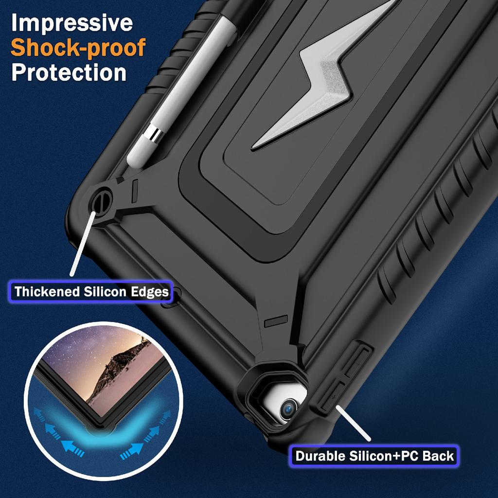 Tablet Case For iPad 10.2 (2021)/(2020)/(2019)/Pro 10.5-inch (2017) Kickstand PC + Silicone Cover with Shoulder Strap