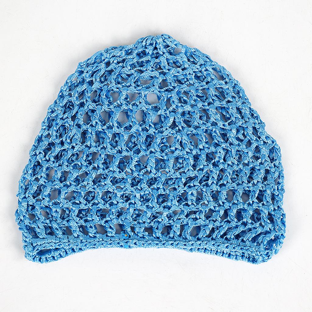 New Adult Hair Cap with Hollow Toe Cap, Solid Color Knitted Mesh Cap, Tied Hair Fishing Net Headband Cap